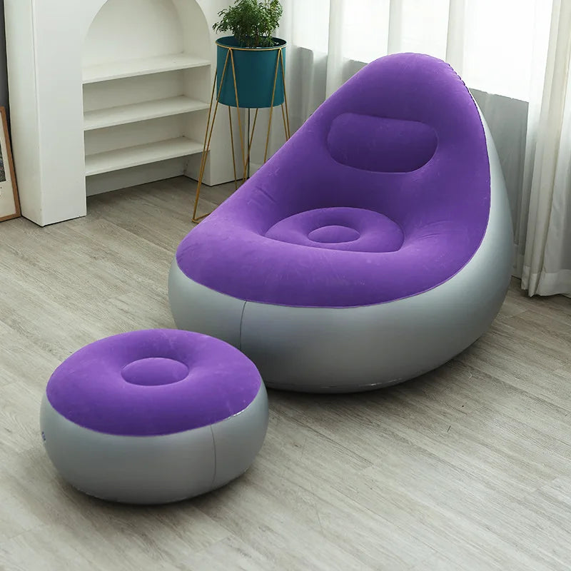 🛋️ كنبة هوائية قابلة للنفخ مع مسند قدم – قابلة للطي ومريحة للاسترخاء