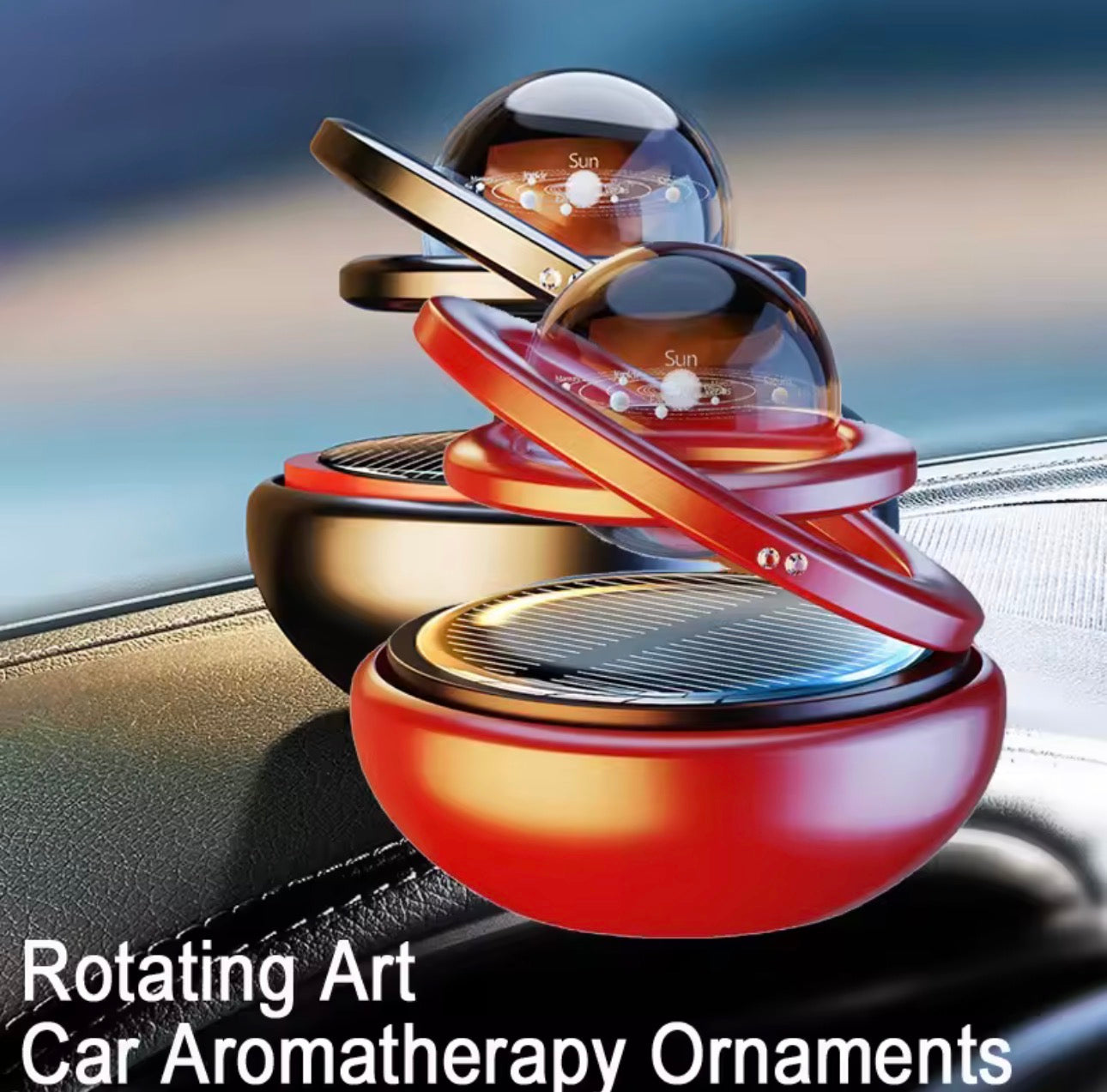 معطر سيارة شمسي دوّار من الألمنيوم – تنقية الهواء وعطر أنيق للتاب
