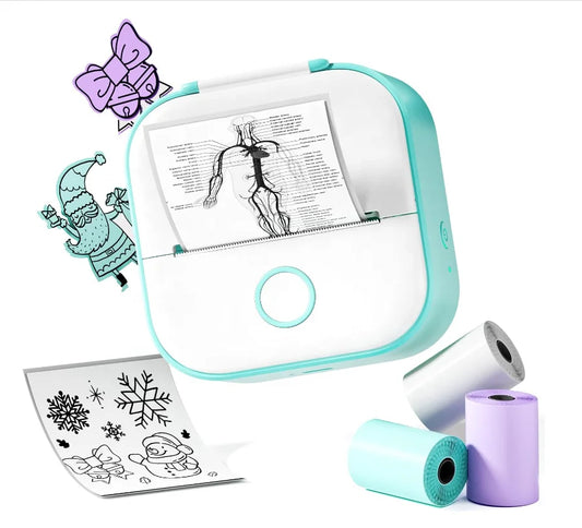 طابعة حرارية محمولة Phomemo T02 Mini – طباعة بدون حبر مع أوراق لاصقة