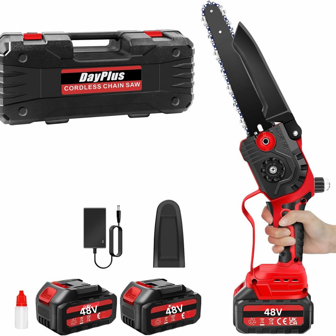 🪚 منشار كهربائي محمول 8 إنش – لاسلكي ببطارية 21V لقطع الأشجار والأخشاب