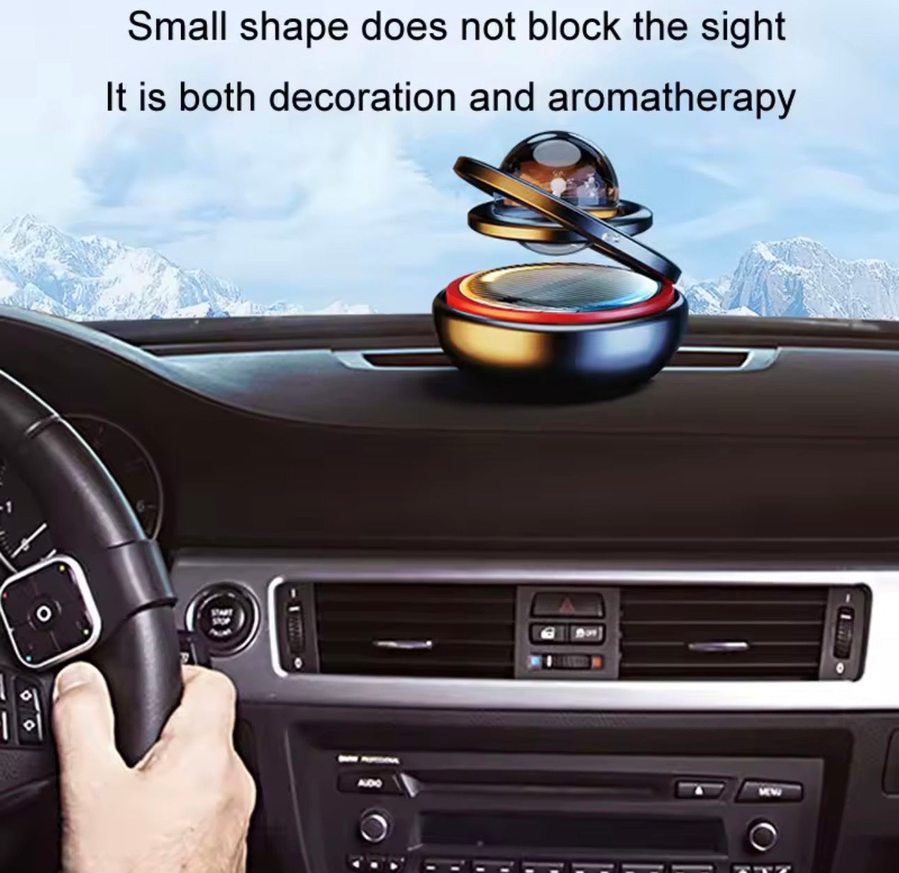 معطر سيارة شمسي دوّار من الألمنيوم – تنقية الهواء وعطر أنيق للتاب