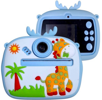 كاميرا فورية للأطفال بطباعة حرارية – كاميرا أمامية وخلفية بجودة عالية + فيديو + شاشة – أزرق ووردي