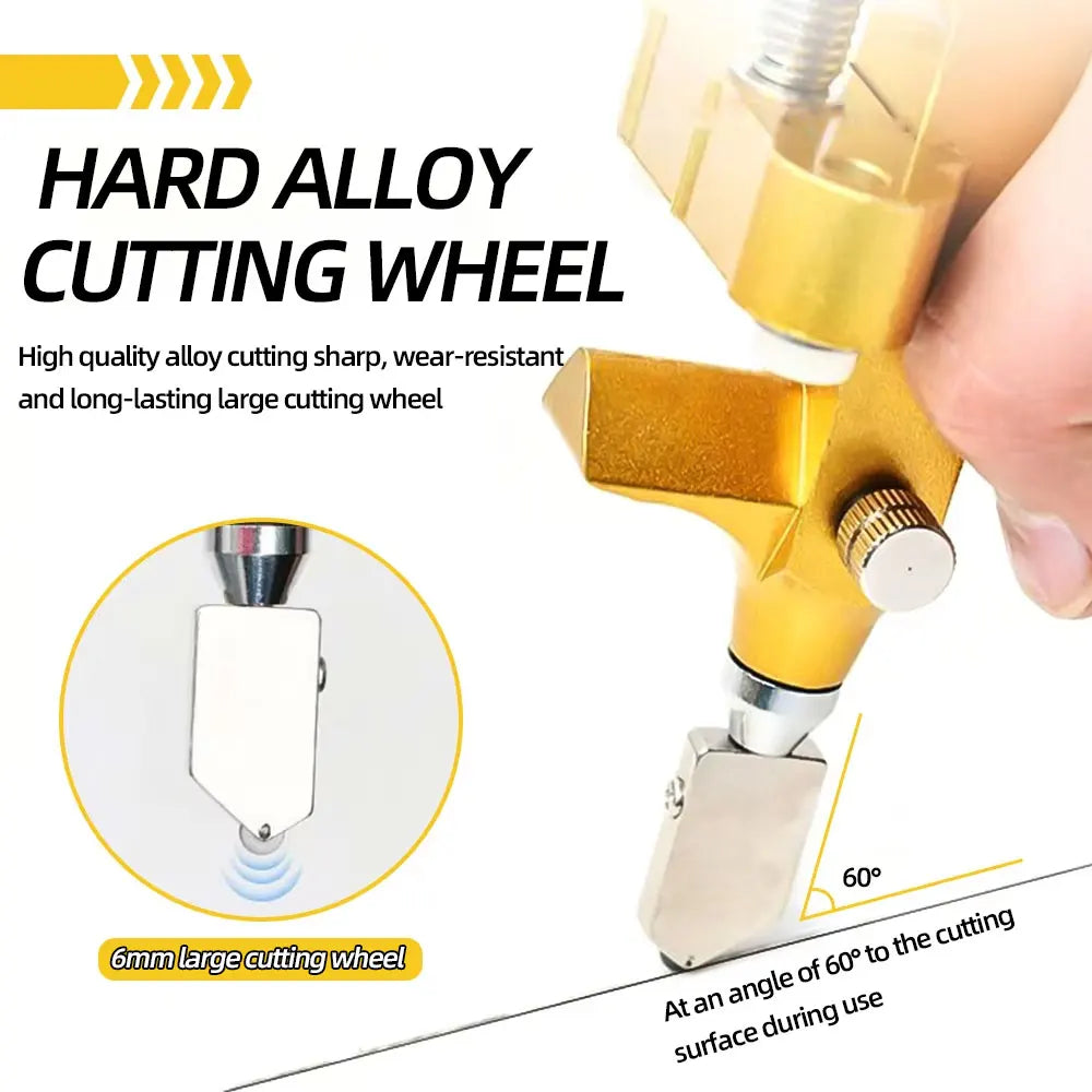 قاطع الزجاج والسيراميك 2 في 1 بعجلة ألماس – أداة يدوية احترافية