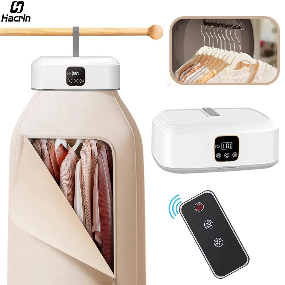 مجفف ملابس كهربائي محمول قابل للطي مع تعقيم UV – حل سريع للتجفيف