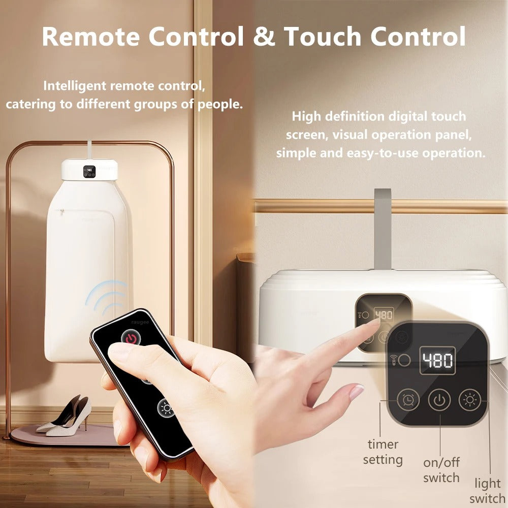 مجفف ملابس كهربائي محمول قابل للطي مع تعقيم UV – حل سريع للتجفيف